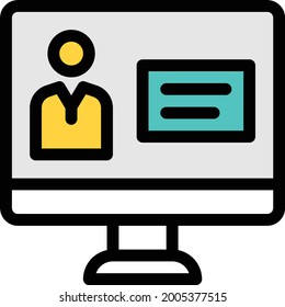 online class vector line colour icon