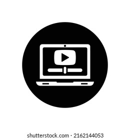 Online, class, video, tutorial icon. Black vector Illustration.