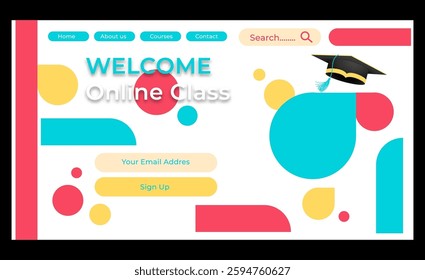 online class website template colorful background