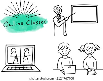 online classes simple illustration, vector