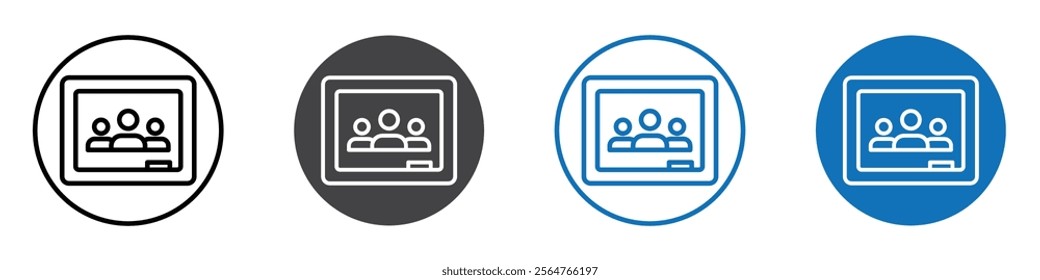 Online classroom icon flat editable icon mark set.