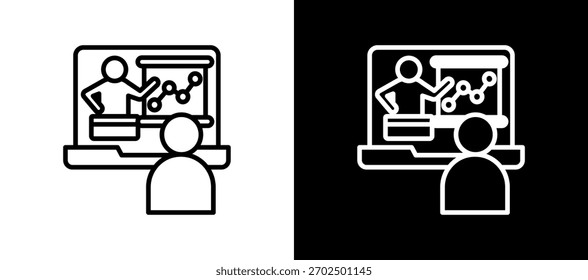 Online Classroom Icon linemixed Vector Illustration
