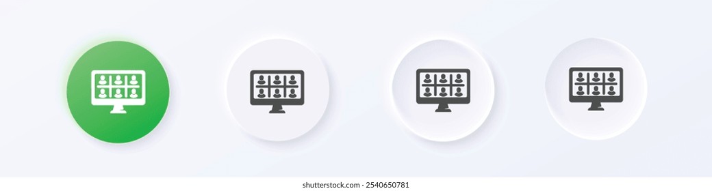 Online classroom icon. Neumorphism round style button design vector