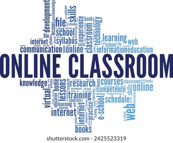 Online Classroom word cloud conceptual design isolated on white background.