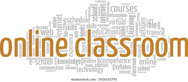 Online Classroom word cloud conceptual design isolated on white background.