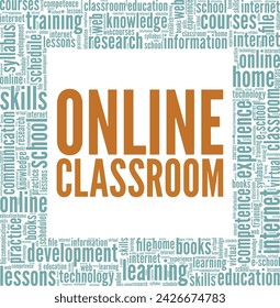 Online Classroom word cloud conceptual design isolated on white background.