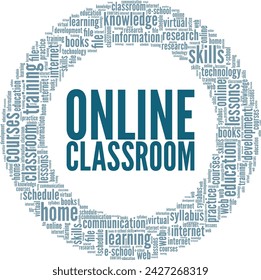 Online Classroom word cloud conceptual design isolated on white background.
