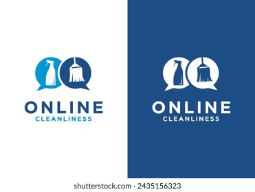 Online cleaning service and maid logo for men and women. online cleaning service design template	