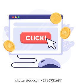 Online click illustration featuring digital advertising ecommerce conversion and internet marketing concept for business and web design projects