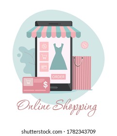 Online clothes shopping, e-commerce sales, digital marketing  concept. 