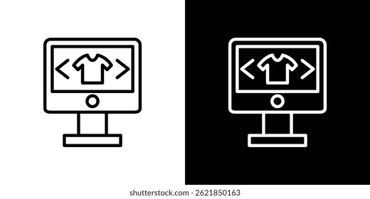Online clothes shopping icon concept stroke on white background