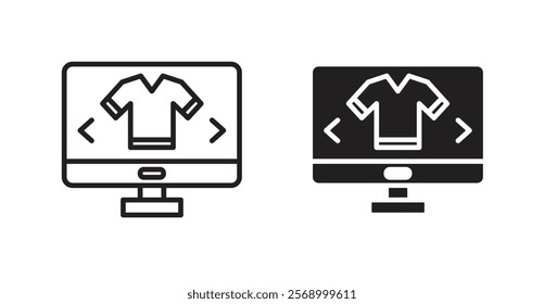 Online clothes shopping icon set vector graphics designs