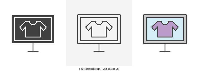 Online clothes shopping icons in black and colored versions