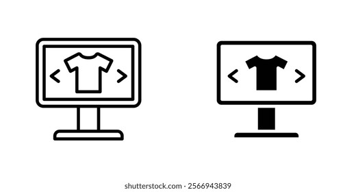 Online clothes shopping icons. black and white vector set.