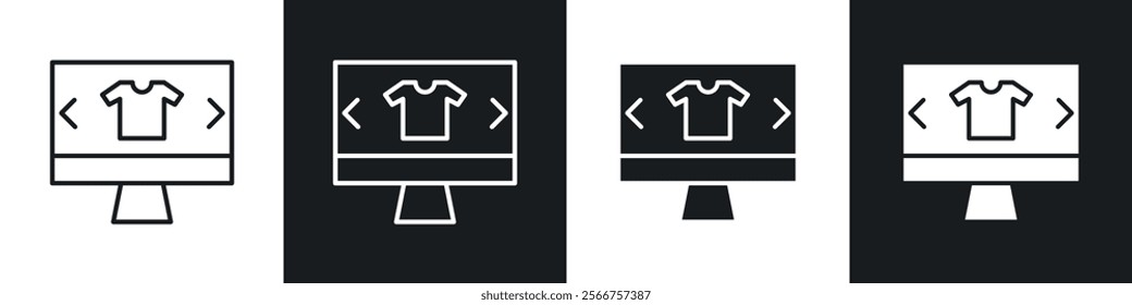 Online clothes shopping icons in Thin line black color. flat simple vector symbols illustration.