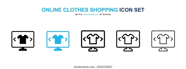 Online clothes shopping icons vector collection pack.