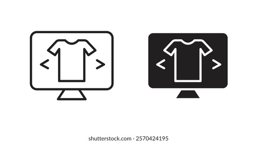 Online clothes shopping vector web icons set