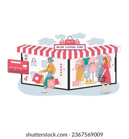 Online clothes store composition with convenient shopping symbols flat isolated vector illustration8888