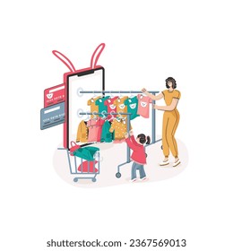 Online clothes store composition with convenient shopping symbols flat isolated vector illustration8888