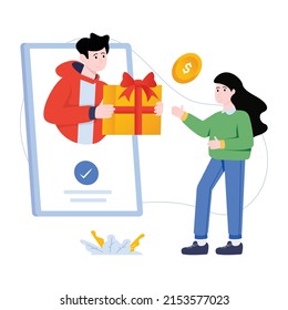 Online clothing store, flat illustration of mobile shop 


