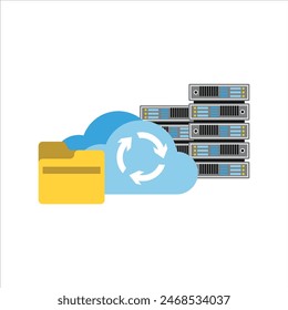 Online Cloud Computing: Server, Data Storage, Web Hosting. Database Documents and File Upload to Cloud Storage. Upload and Download Data, File Management Concept. Data Transferring, Backup. Vector.