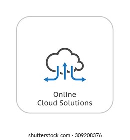 Online Cloud Solutions. Flat Design Icon. Isolated Illustration.