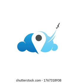 Online cloud travel vector technology logo design template illustration