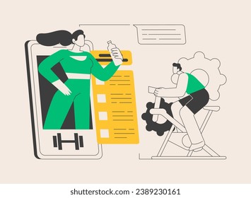 Online coach abstract concept vector illustration. Mobile training program, remote learning, video app, certification, become a professional coach, individual learning plan abstract metaphor.