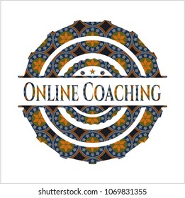 Online Coaching arabesque badge. arabic decoration.