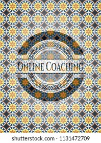 Online Coaching arabesque style badge. arabic decoration.