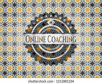 Online Coaching arabic style emblem. Arabesque decoration.