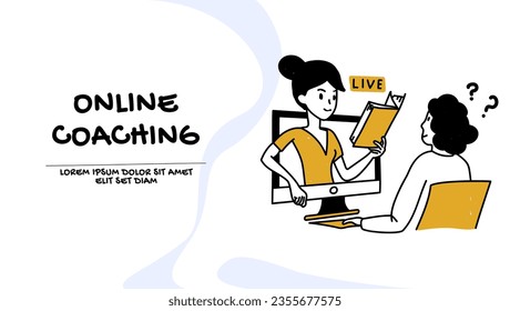 Online coaching, assistance concept. Education illustration 