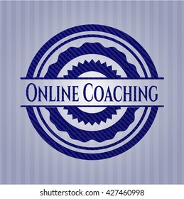 Online Coaching badge with denim texture