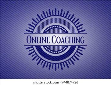 Online Coaching badge with jean texture
