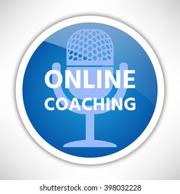 online coaching - blue glossy button  modern web icon.