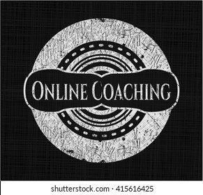 Online Coaching chalk emblem written on a blackboard