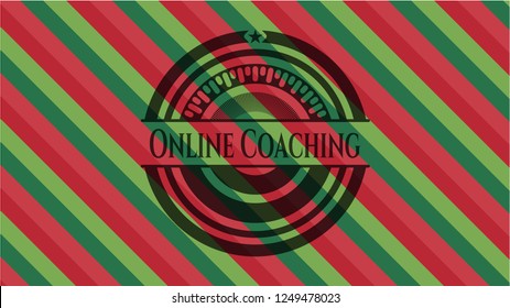 Online Coaching christmas style emblem.