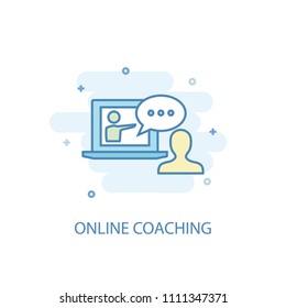 Online coaching concept trendy icon. Simple line, colored illustration. Online coaching concept symbol flat design from eLearning  set. Can be used for UI/UX