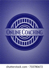 Online Coaching emblem with denim texture