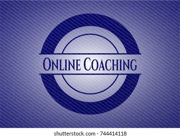 Online Coaching emblem with jean background