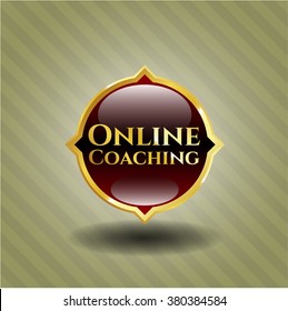 Online Coaching golden badge or emblem