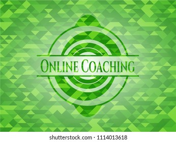  Online Coaching green emblem with triangle mosaic background