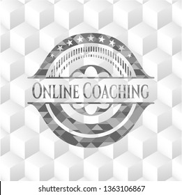 Online Coaching grey emblem with cube white background