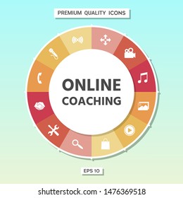 Online coaching icon. Graphic elements for your design