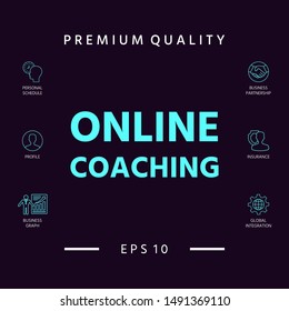 Online coaching icon. Graphic elements for your design