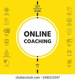 Online coaching icon. Graphic elements for your design