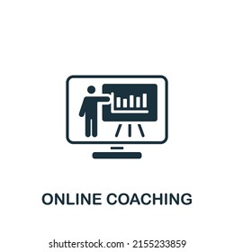 Online Coaching icon. Monochrome simple E-Learning icon for templates, web design and infographics