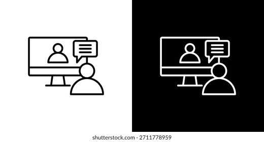 Online coaching icon outline. Vector isolated pictogram for web