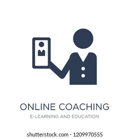 online coaching icon. Trendy flat vector online coaching icon on white background from E-learning and education collection, vector illustration can be use for web and mobile, eps10