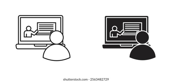 Online coaching icons in outline and fill. vector illustration for ui.